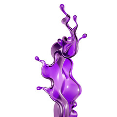 Splash of purple paint on a white background. 3d illustration, 3d rendering.
