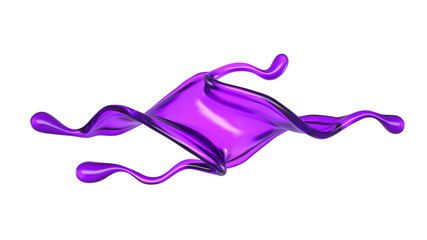 Splash of purple paint on a white background. 3d illustration, 3d rendering.