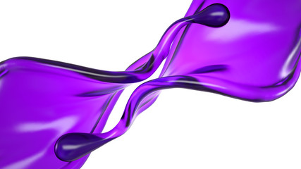 Fototapeta premium Splash of purple paint on a white background. 3d illustration, 3d rendering.
