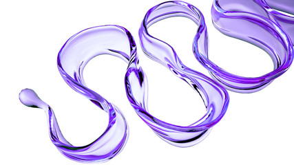 Splash of purple paint on a white background. 3d illustration, 3d rendering.