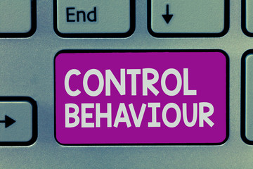 Handwriting text writing Control Behaviour. Concept meaning Exercise of influence and authority over human conduct.