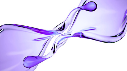 Obraz na płótnie Canvas Splash of purple paint on a white background. 3d illustration, 3d rendering.