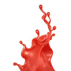 Obraz premium Splash of red paint on a white background. 3d illustration, 3d rendering.
