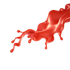 Splash of red paint on a white background. 3d illustration, 3d rendering.