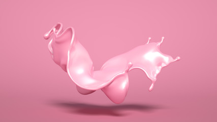 Splash of pink paint. 3d illustration, 3d rendering.