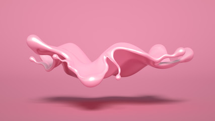 Splash of pink paint. 3d illustration, 3d rendering.