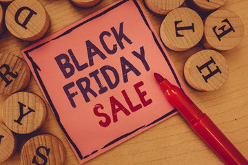 Conceptual hand writing showing Black Friday Sale. Business photo text Shopping Day Start of the...
