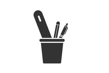 Pen stand icon vector on white background 