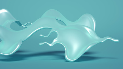 Splash of turquoise paint on a white background. 3d illustration, 3d rendering.