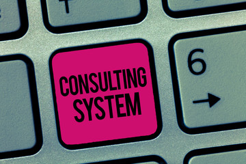 Writing note showing Consulting System. Business photo showcasing Helping firms improve process...
