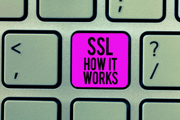 Word writing text Ssl How It Works. Business concept for session key is used to encrypt all...