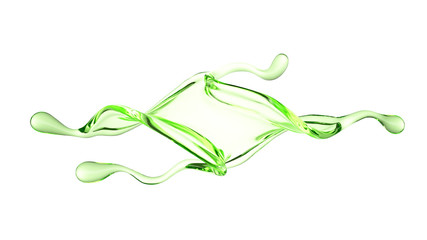 Splash of turquoise paint on a white background. 3d illustration, 3d rendering.