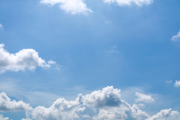 Fototapeta na wymiar summer blue sky soft cloud white huge heap cloud sunshine