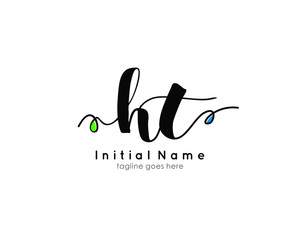 H T HT Initial brush color logo template vetor