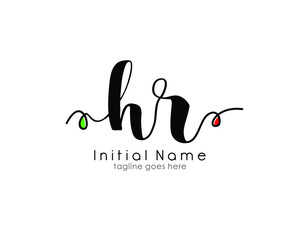 H R HR Initial brush color logo template vetor