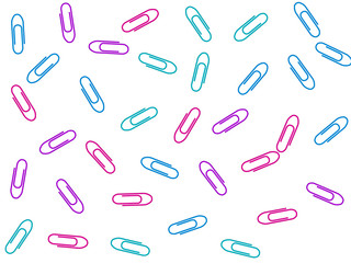 Stationary paperclips isolated on white background