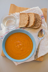 Home tomatoes soup close up