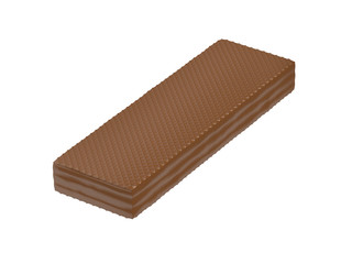 Chocolate wafer on white background.