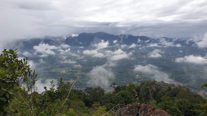 landscape of mountain with clouds
