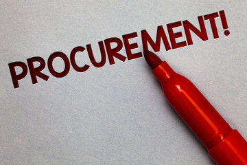 Text sign showing Procurement Motivational Call. Conceptual photo Procuring Purchase of equipment...