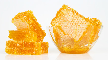 honeycomb on white background. Healthy and vitamin food.