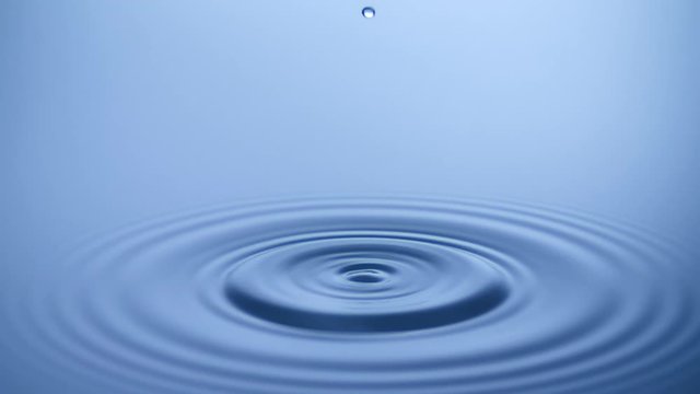 slow motion shot of drop of water falling on water surface