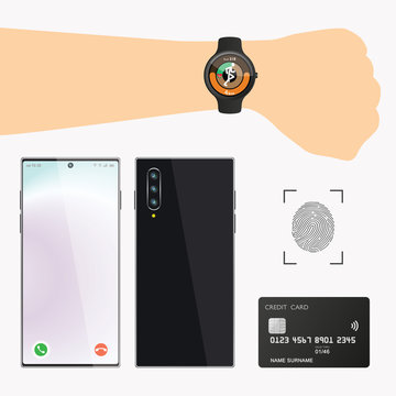 Smartphone mockup isolated on white background