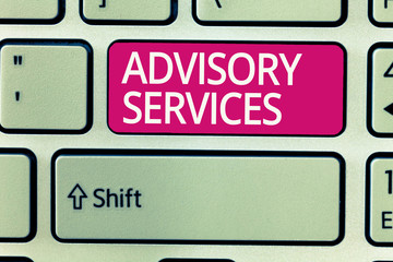 Writing note showing Advisory Services. Business photo showcasing Support actions and overcome weaknesses in specific areas.