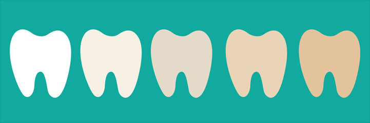 Teeth, different stages of color