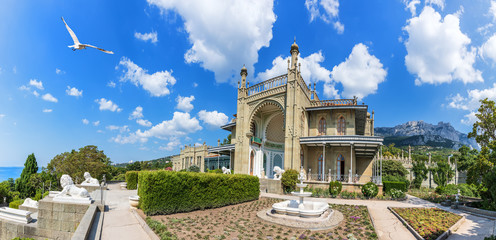 Vorontsov palace in Crimea, Southern facade panoramic view
