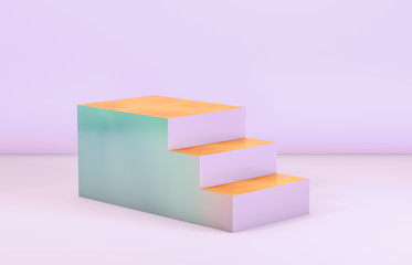 Fashion beauty backdrop with pastel stairs for cosmetic product display. fashion beauty pastel color background. 3d rendering.