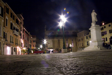 Venice winter mysterious romantic: lonely night giudeca square