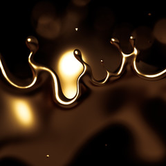 Elegant, luxury splash of gold liquid. 3d illustration, 3d rendering.