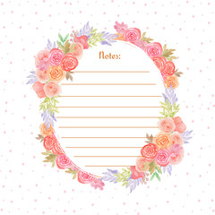 colorful note page with gorgeous watercolor flowers