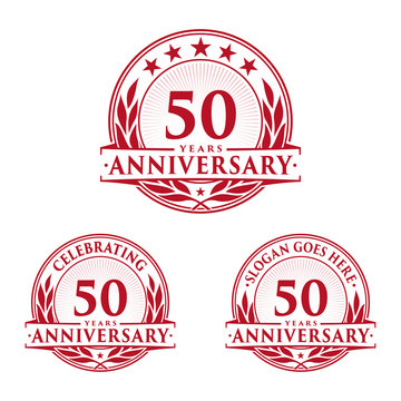 50 years anniversary logo set. 50th years anniversary celebration logotype. Vector and illustration.