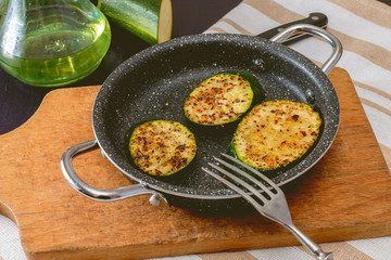 Zucchini snack in a small pan.