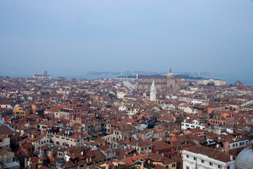 Fototapeta na wymiar Venice winter mysterious romantic: general view from the Campanile