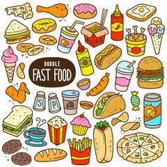 Fast Food Cartoon Color Illustration