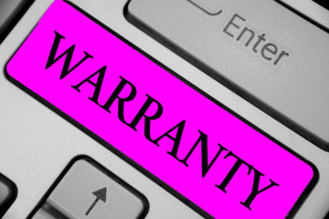 Handwriting text writing Warranty. Concept meaning Free service of repair and maintenance of the...
