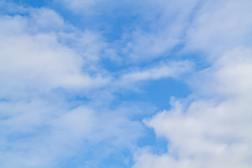 White and lush clouds in the blue sky