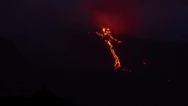 Eruption du piton de la fournaise, volcan, &icirc;le de la r&eacute;union