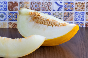Close de Melão fatiado