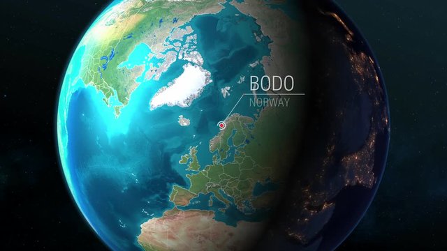 Norway - Bodo - Zooming from space to earth