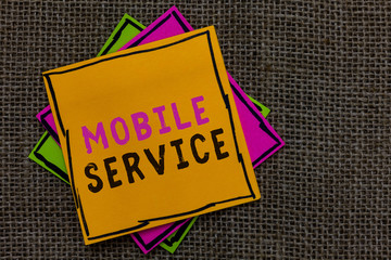 Text sign showing Mobile Service. Conceptual photo Radio communication utility between mobile and...