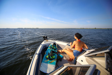 young girl  on a boat