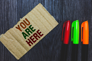 Writing note showing You Are Here. Business photo showcasing This is your location reference point...