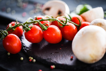 tasty italian calzone pizza with fresh ingredients and vegetables