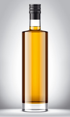 Glass bottle on background. 