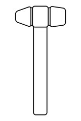 Mallet construction tool symbol isolated in black and white