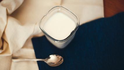 homemade greek yoghurt with walnut and  hazelnut nuts and peach